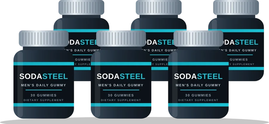 Six bottles of SodaSteel gummies